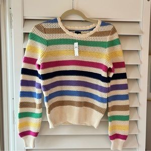 NWT Gap Striped Crochet Sweater
